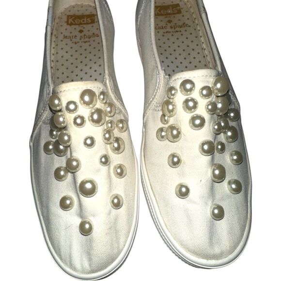 KATE SPADE x Keds Triple Decker Pearl Bridal Slip On Platform Shoes - Picture 4 of 8